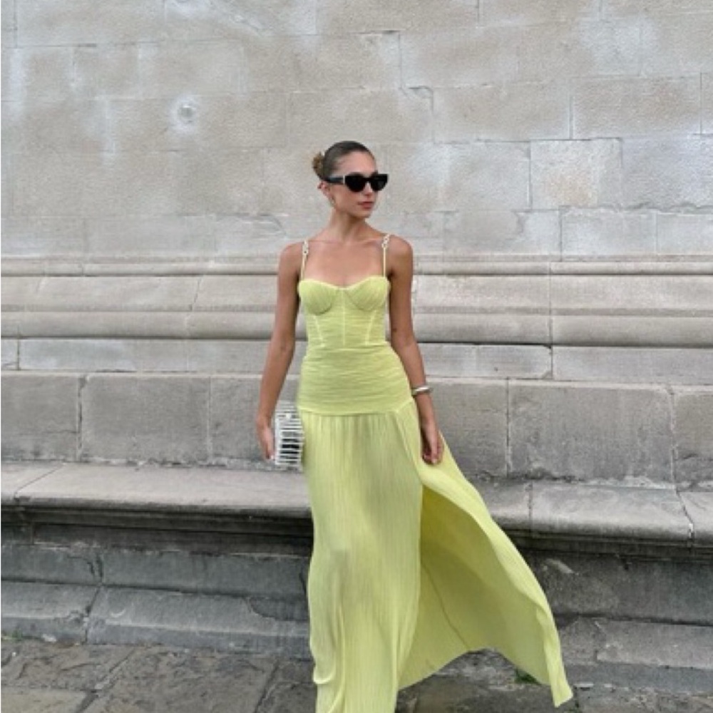 *ISO Manning Cartell Double Time Pleat Maxi Dress in Pistachio XS 0*